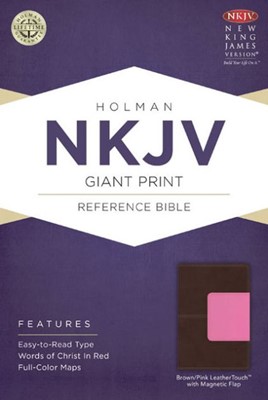 NKJV Giant Print Reference Bible, Brown/Pink Leathertouch (Imitation Leather)