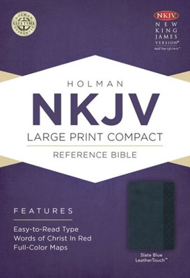 NKJV Large Print Compact Reference Bible, Slate Blue Leather (Imitation Leather)
