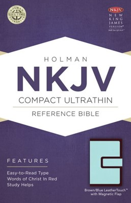 NKJV Compact Ultrathin Bible, Brown/Blue With Magnetic Flap (Imitation Leather)