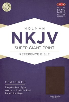NKJV Super Giant Print Reference Bible, Brown (Genuine Leather)