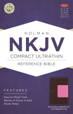 NKJV Compact Ultrathin Bible, Pink/Brown With Magnetic Flap (Imitation Leather)