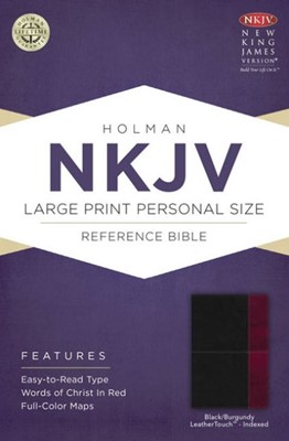 NKJV Large Print Personal Size Reference Bible, Black/Burgun (Imitation Leather)