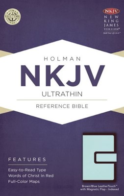 NKJV Ultrathin Reference Bible, Brown/Blue, Magnetic Flap (Imitation Leather)