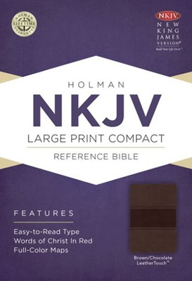 NKJV Large Print Compact Reference Bible, Brown/Chocolate (Imitation Leather)