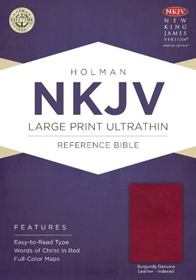 NKJV Large Print Ultrathin Reference Bible, Burgundy (Genuine Leather)