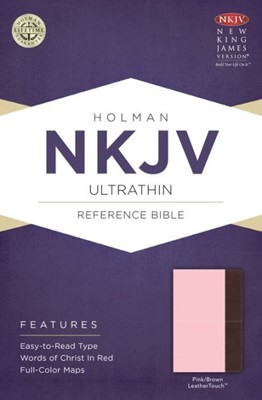 NKJV Ultrathin Reference Bible, Pink/Brown Leathertouch (Imitation Leather)