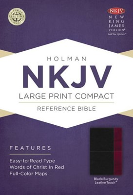 NKJV Large Print Compact Reference Bible, Black/Burgundy (Imitation Leather)