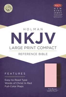 NKJV Large Print Compact Reference Bible, Pink/Brown (Imitation Leather)