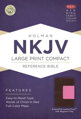 NKJV Large Print Compact Reference Bible, Brown/Pink (Imitation Leather)