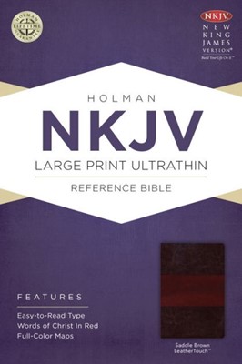 NKJV Large Print Ultrathin Reference Bible, Saddle Brown (Imitation Leather)