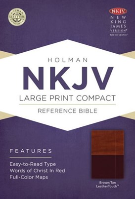 NKJV Large Print Compact Reference Bible, Brown/Tan (Imitation Leather)