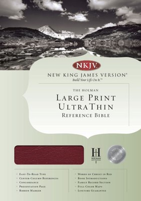 NKJV Large Print Ultrathin Reference Bible, Burgundy Genuine (Genuine Leather)