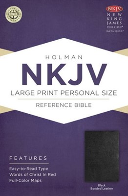 NKJV Large Print Personal Size Reference Bible, Black (Bonded Leather)