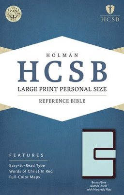 HCSB Large Print Personal Size Bible, Brown/Blue (Imitation Leather)