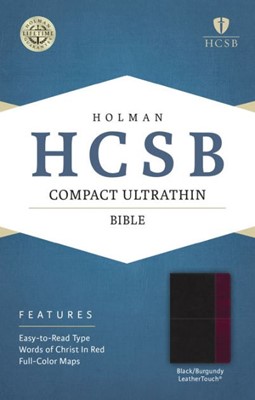 HCSB Compact Ultrathin Bible, Black/Burgundy Leathertouch (Imitation Leather)