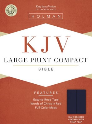 KJV Large Print Compact Bible, Blue, Magnetic Strap (Bonded Leather)