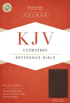 KJV Ultrathin Reference Bible, Brown Genuine Cowhide Indexed (Genuine Leather)