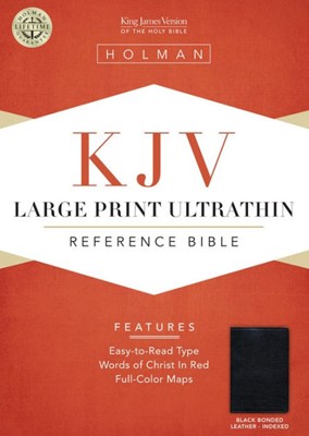KJV Large Print Ultrathin Reference Bible, Black, Indexed (Bonded Leather)