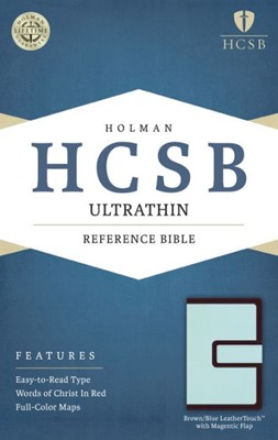 HCSB Ultrathin Reference Bible, Brown/Blue, Magnetic Flap (Imitation Leather)