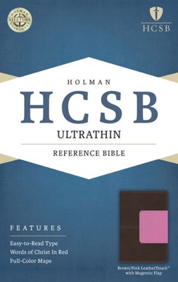 HCSB Ultrathin Reference Bible, Brown/Pink, Magnetic Flap (Imitation Leather)