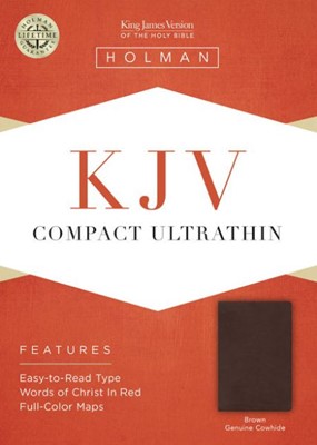KJV Compact Ultrathin Bible, Brown Genuine Leather (Leather Binding)