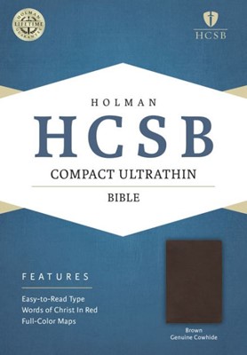 HCSB Compact Ultrathin Bible, Brown Genuine Cowhide (Genuine Leather)