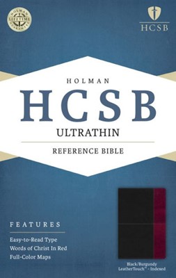 HCSB Ultrathin Reference Bible, Black/Burgundy Leathertouch (Imitation Leather)