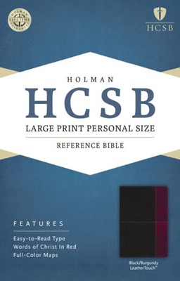 HCSB Large Print Personal Size Bible, Black/Burgundy (Imitation Leather)