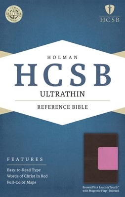 HCSB Ultrathin Reference Bible, Brown/Pink, Magnetic Flap (Imitation Leather)