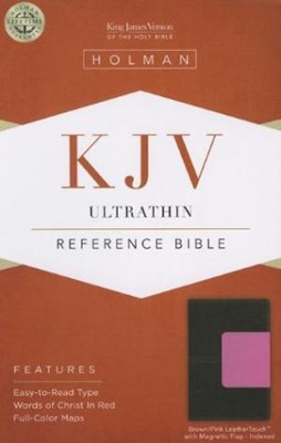 KJV Ultrathin Reference Bible, Brown/Pink Leathertouch (Imitation Leather)