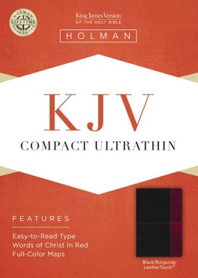 KJV Compact Ultrathin Bible, Black/Burgundy Leathertouch (Imitation Leather)