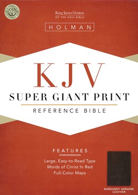 KJV Super Giant Print Reference Bible, Burgundy Leather (Genuine Leather)