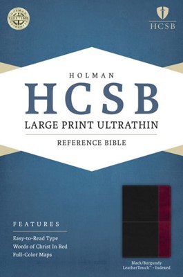 HCSB Large Print Ultrathin Reference Bible, Black/Burgundy (Imitation Leather)