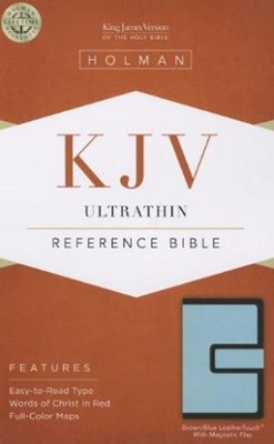 KJV Ultrathin Reference Bible, Brown/Blue, Magnetic Flap (Imitation Leather)