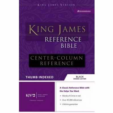 KJV Reference Bible, Black, Indexed, Red Letter Ed. (Bonded Leather)