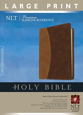 NLT Premium Slimline Reference Bible, Large Print, Brown (Imitation Leather)