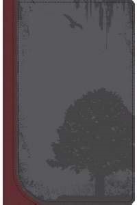 GW God Guy Bible Charcoal/Burgundy, Grunge Tree Design Durav (Leather Binding)