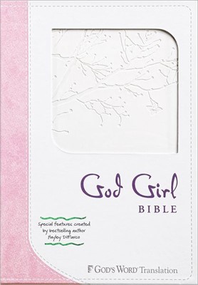 GW God Girl Bible Snow White/Pretty Pink, Tree Design Durave (Leather Binding)