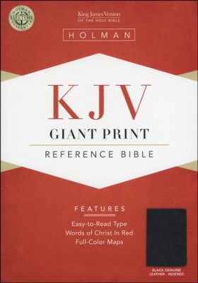 KJV Giant Print Reference Bible Black Leather Indexed (Leather Binding)