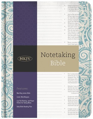 NKJV Notetaking Bible, Blue Floral (Cloth-Bound)