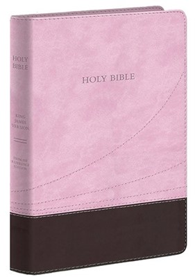 KJV Large Print Thinline Reference Bible, Chocolate/Pink (Flexisoft)