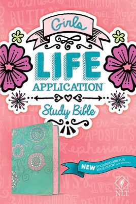 NLT Girls Life Application Study Bible, Teal/Pink (Genuine Leather)