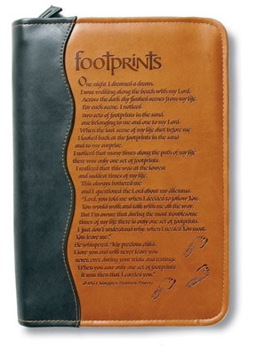 Italian Duo-Tone Footprints Bible Cover, Medium (Bible Case)