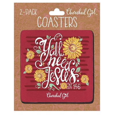 Y'all Need Jesus Cherished Girl Drink Coasters (2-pack) (General Merchandise)