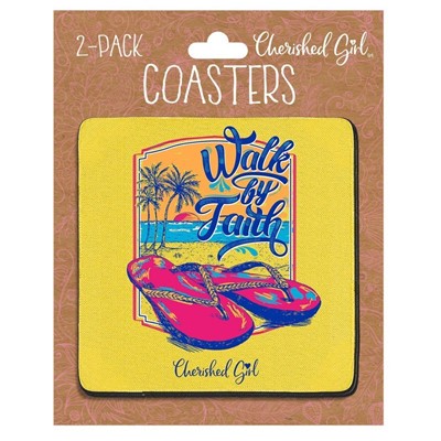 Walk by Faith Cherished Girl Drink Coasters (2-pack) (General Merchandise)