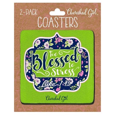 Too Blessed Cherished Girl Drink Coasters (2-pack) (General Merchandise)