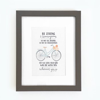 Be Strong (Bicycle) Framed Print, Grey (10x8) (General Merchandise)