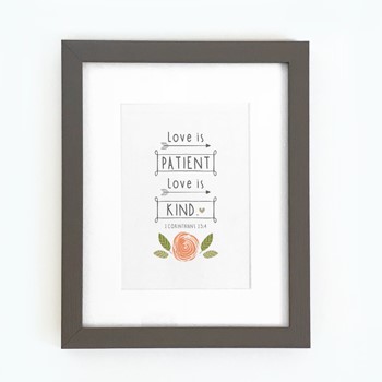 Love is Patient Framed Print, Grey (10x8) (General Merchandise)