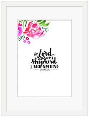 The Lord is My Shepherd Framed Print, White (10x8) (General Merchandise)