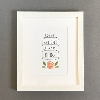 Love is Patient Framed Print, White (10x8) (General Merchandise)